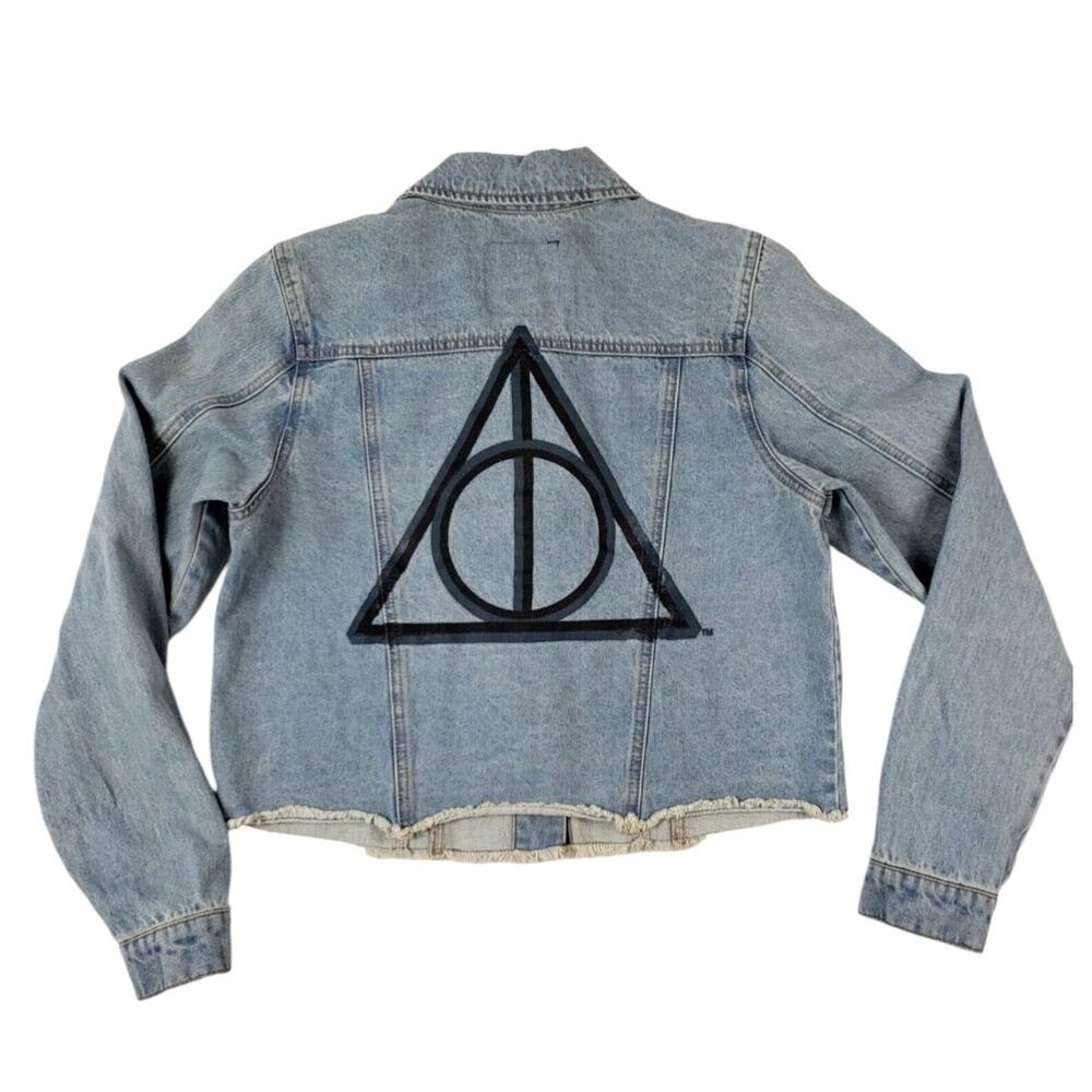 Harry Potter Deathly Hallows Master Of Death Crop Denim Jacket Raw Hem M